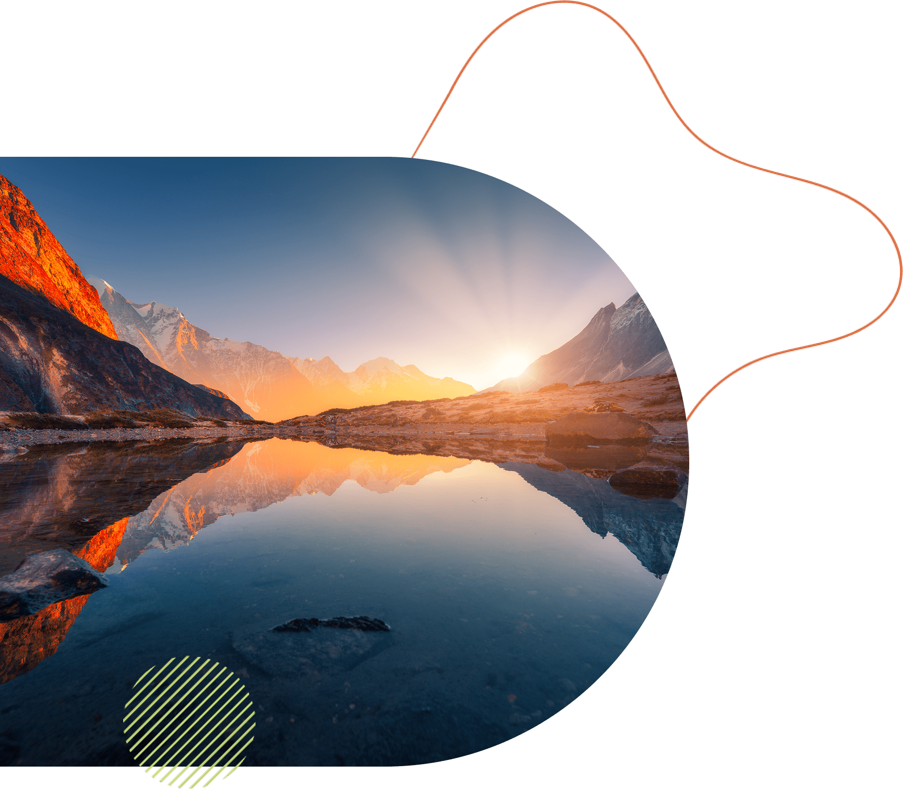 Mountain landscape reflected in a tranquil lake.