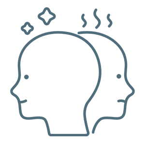 task17 A blue drawing of two heads with smoke coming out of their ears.
