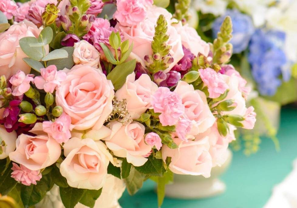 A close up of some flowers in a vase